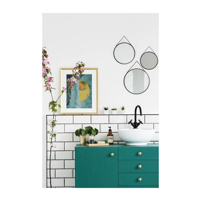 Atmosphera Wandspiegel set - 3 st - rond - zwart - metaal