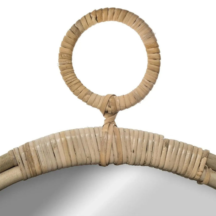 Atmosphera Wandspiegel - rond - rotan - beige - 38 cm