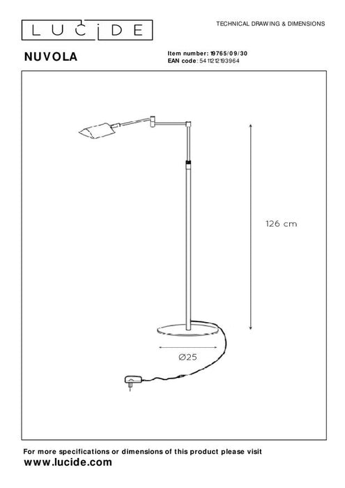 Lucide NUVOLA Leeslamp 1xGeïntegreerde LED - Zwart