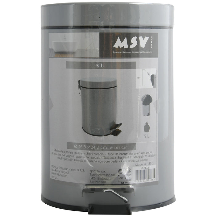 MSV badkamer|toilet pedaalemmer - grijs - 3 liter - 17 x 25 cm