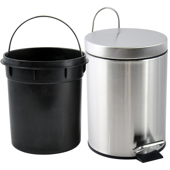 MSV kleine badkamer|toilet pedaalemmer - glans zilver - 5L - 20 x 27cm