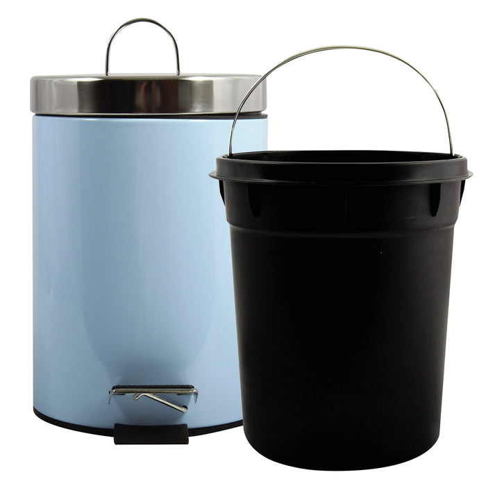 MSV badkamer|toilet pedaalemmer - pastel blauw - 3 liter - 17 x 25 cm