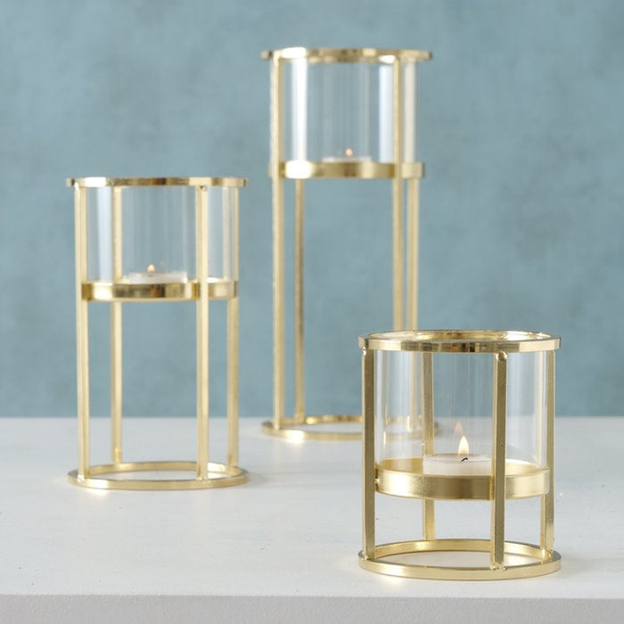 Deco by Boltze Kaarshouders set - 3 stuks - metaal - goudkleurig