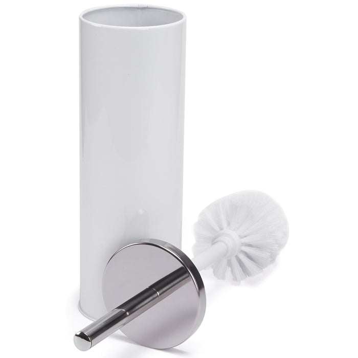 MSV Toiletborstel in houder|wc-borstel - metaal - ivoor wit - 38 cm