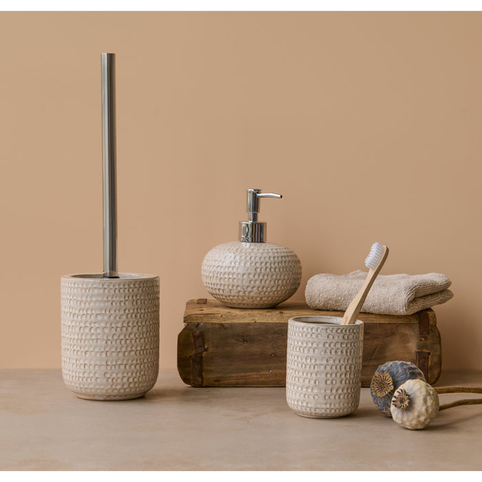 Zeller Toiletborstel met wc borstel houder - keramiek - beige - 31 cm