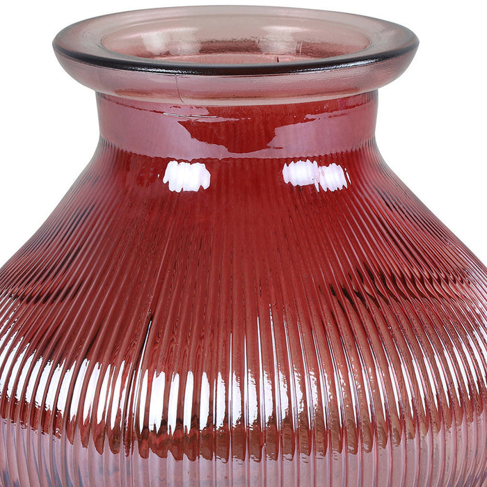 Decostar Bloemenvaas - donkerroze|transparant glas - H12 x D15 cm