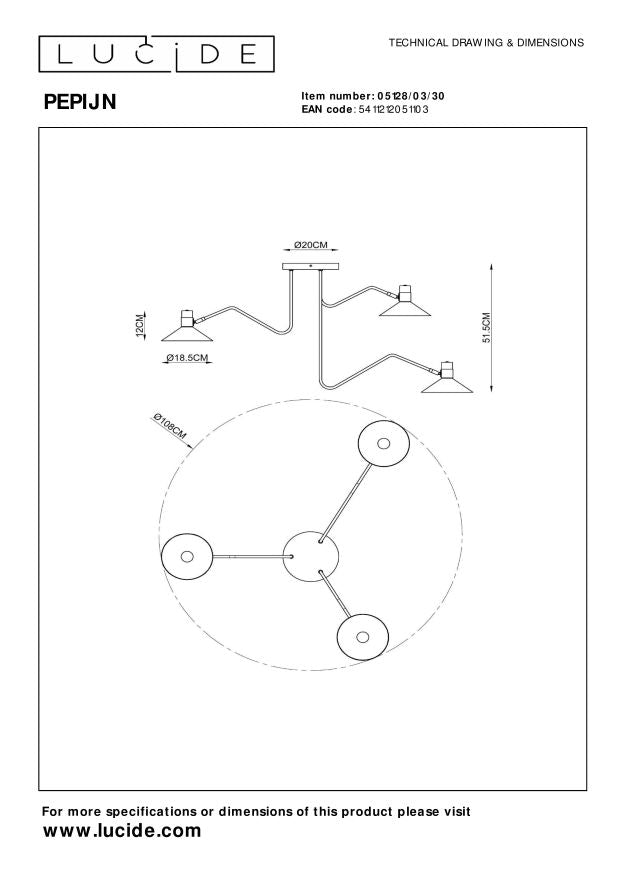 Lucide PEPIJN Plafonnière - Zwart