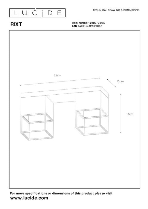 Lucide RIXT Plafonnière - Zwart