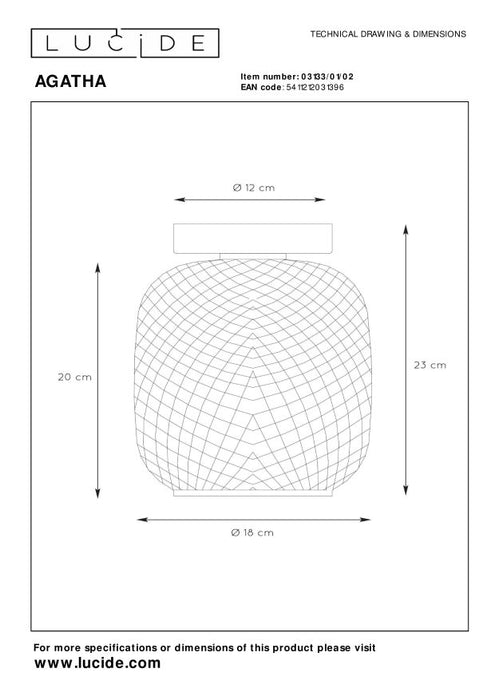 Lucide AGATHA Plafonnière 1xE27 - Mat Goud | Messing