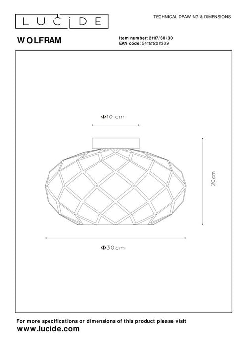 Lucide WOLFRAM Plafonnière - Zwart