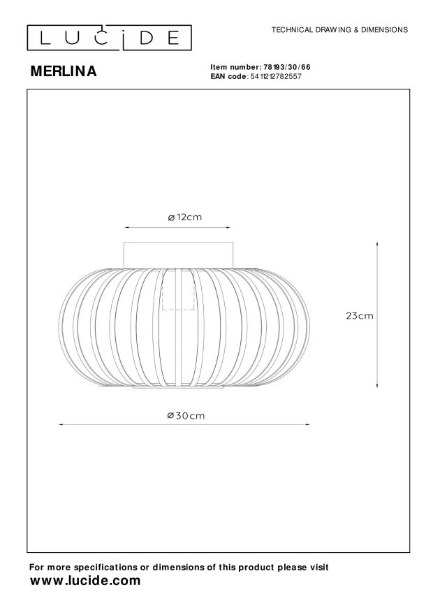 Lucide MERLINA Plafonnière - Roze
