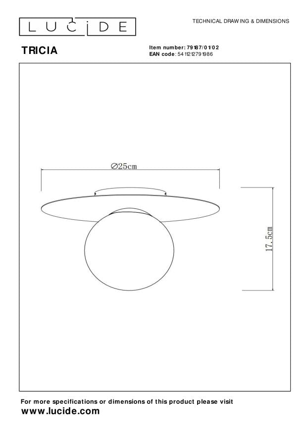 Lucide TRICIA Plafonnière - Mat Goud | Messing