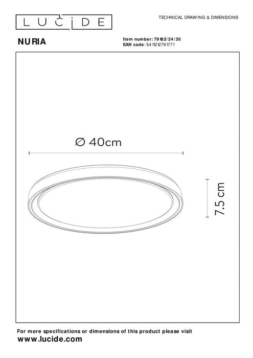 Lucide NURIA Plafonnière - Zwart