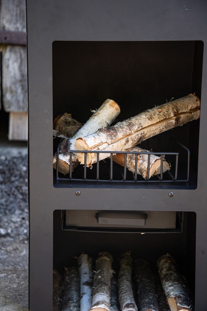 Nest outdoor Niklas metalen tuinhaard zwart - met schoorsteen