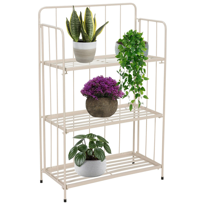 Pro Garden Plantenrek|plantentafel - creme - metaal - 58 x 27 x 90 cm