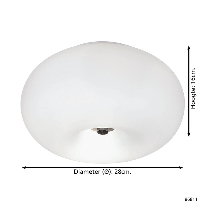 EGLO Optica - Plafondlamp - Ø280mm. - Nikkel-Mat - Wit