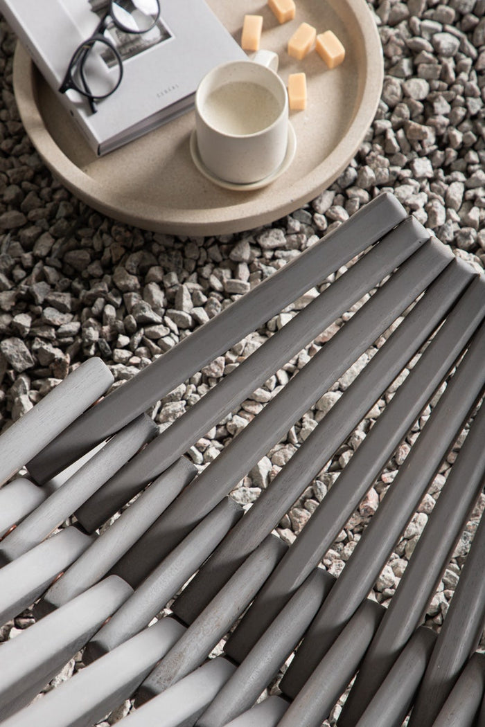 Nest outdoor Bastian houten tuin loungestoel grijs - met hoofdkussen