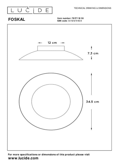 Lucide FOSKAL Plafonnière - Zwart