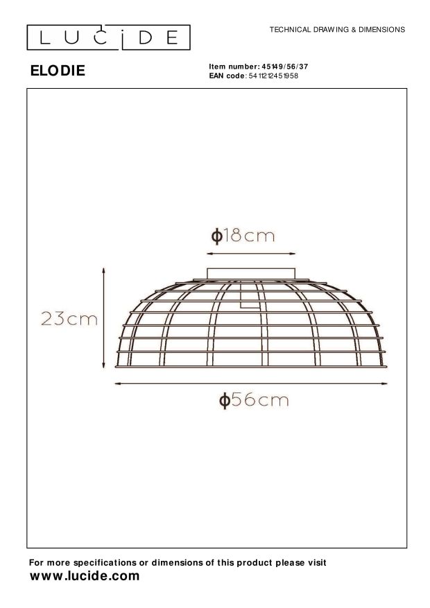 Lucide ELODIE Plafonnière - Turkoois