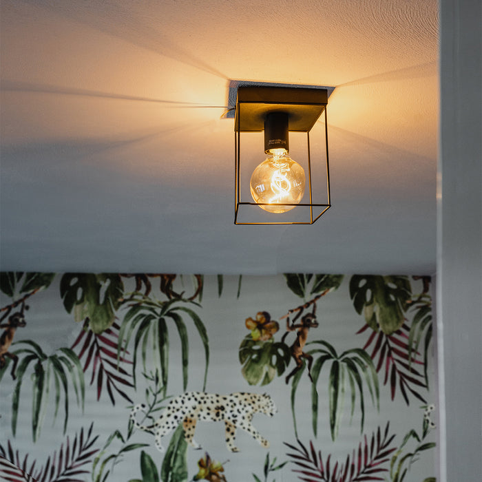 QAZQA Minimalistische plafondlamp zwart - Kodi