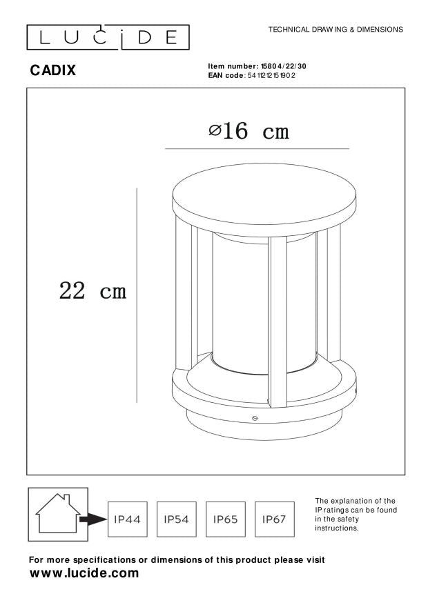 Lucide CADIX Sokkellamp - Zwart
