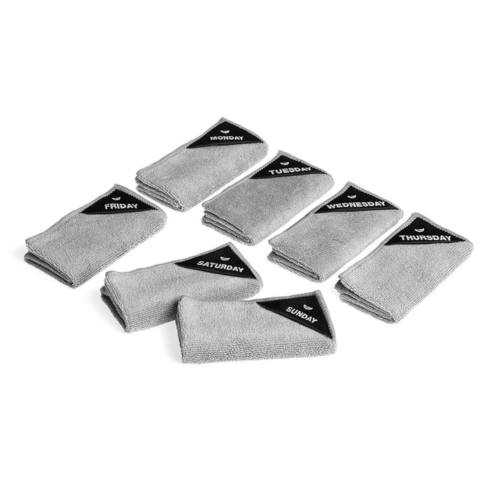 Microvezel Vaatdoekjes - Weekdagen - Grijs- Set van 7 - Klud