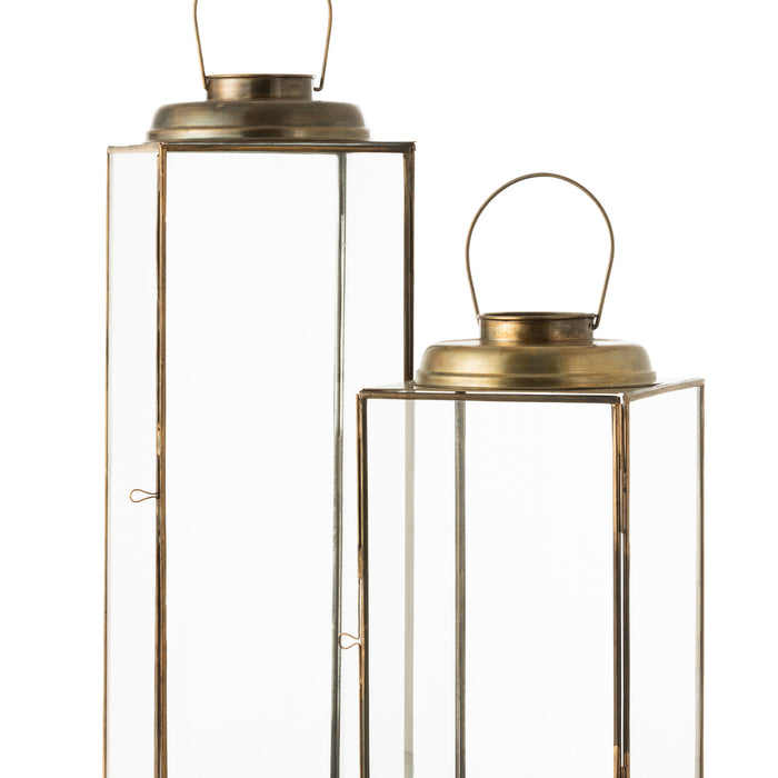 J-Line Lantaarn Vierkant Brons Laag L