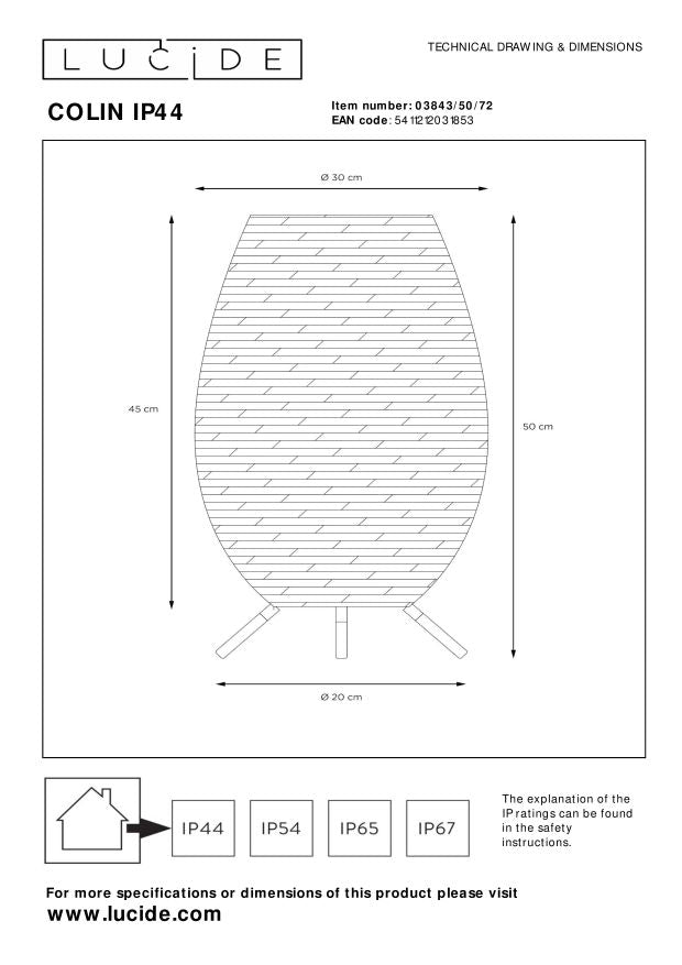 Lucide COLIN IP44 Tafellamp - Naturel