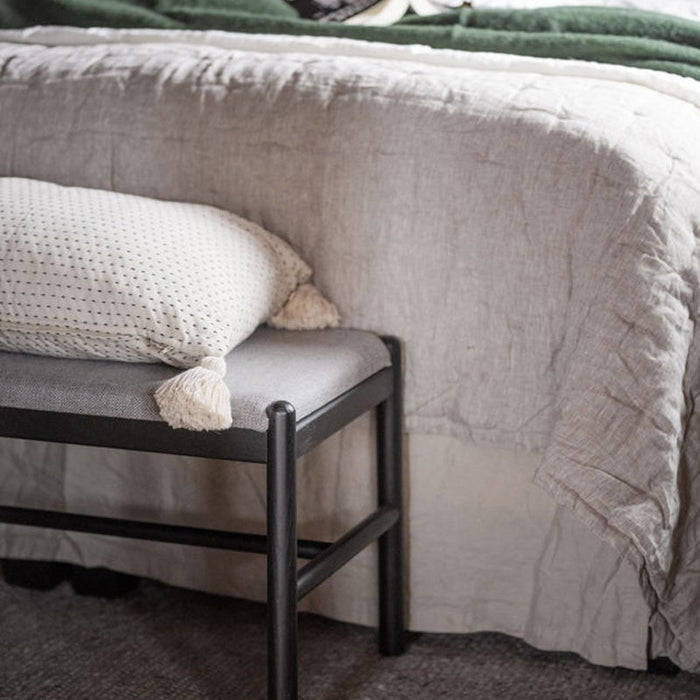 Rowico Home Milford eikenhouten bankje zwart - met zitkussen - 80 x 46