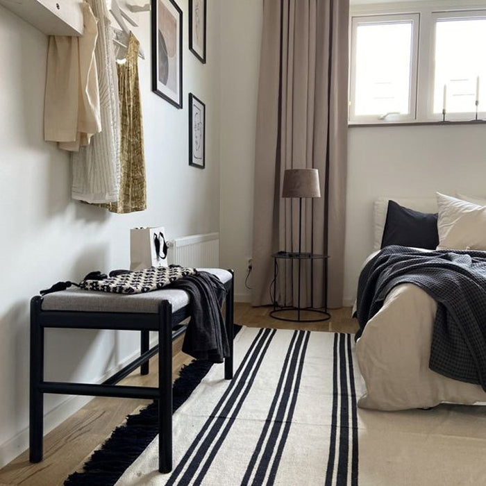 Rowico Home Milford eikenhouten bankje zwart - met zitkussen - 80 x 46