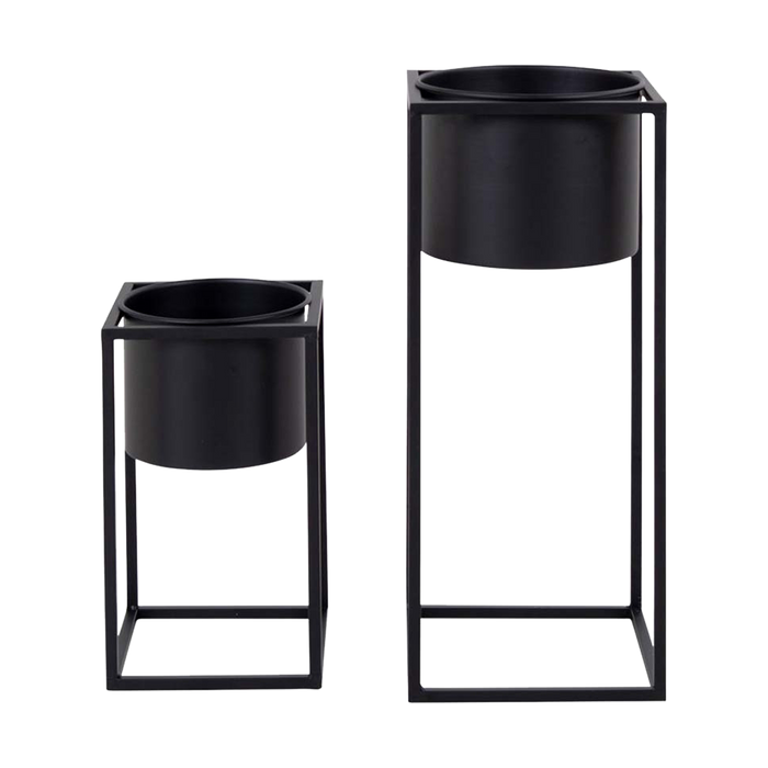 Artichok Finnley staande bloempot zwart - set van 2