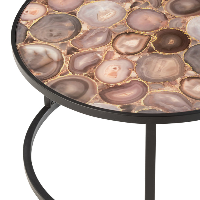 J-Line salontafel Mozaïek Rond - glas|ijzer - mix