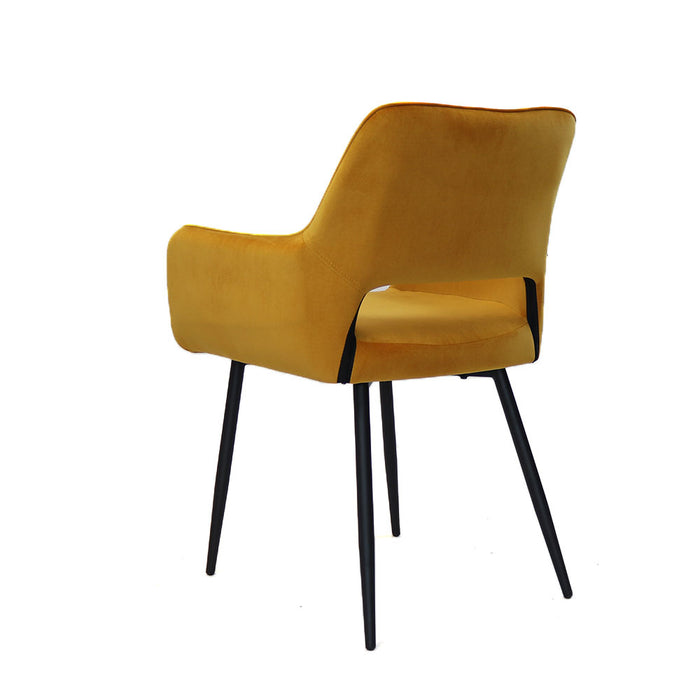 Bronx71 Velvet eetkamerstoel Mika okergeel
