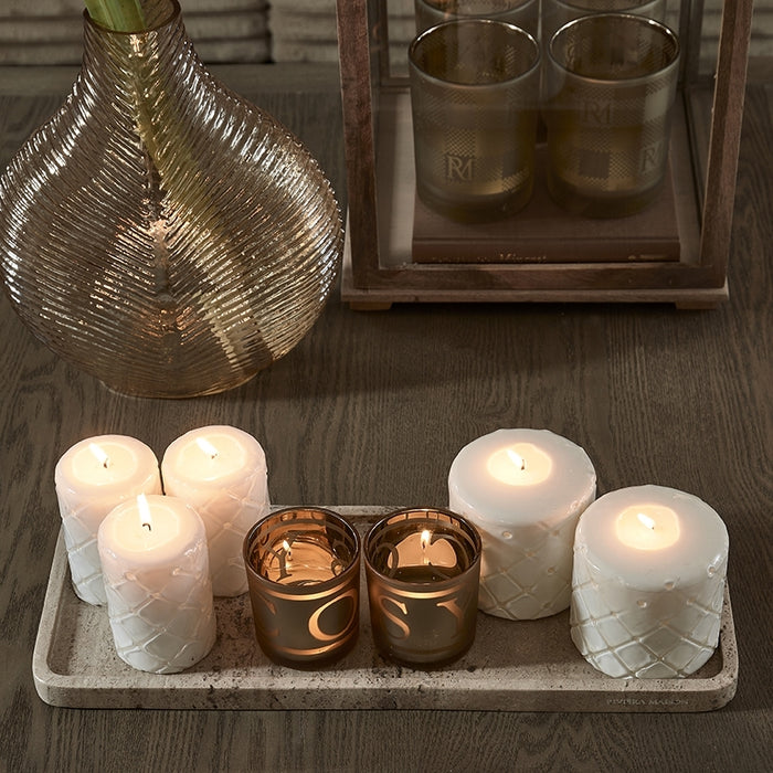 Riviera Maison stompkaarsen, Wit - Pillar Padded - 2 stuks