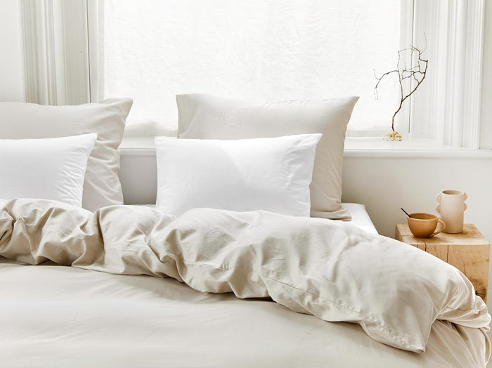 Yumeko overtrekset katoen satijn sandy grey 240x220 + 2|60x70