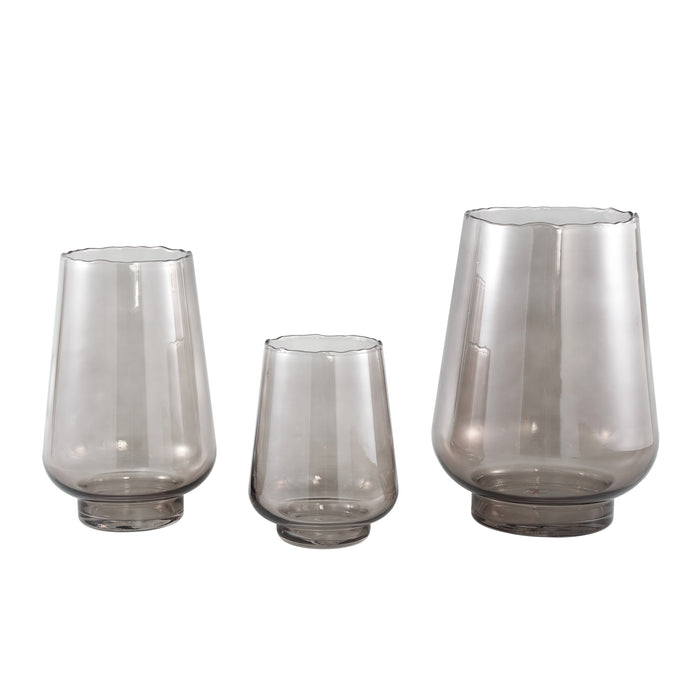 PTMD Dexa Grey glass vase straight round L