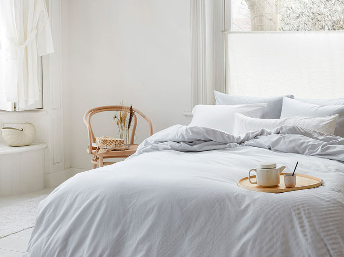 Yumeko overtrekset katoen tencel™ double face white stripe | pure