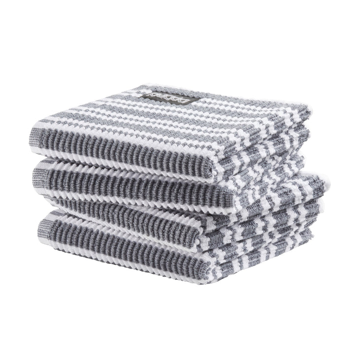 DDDDD vaatdoek Basic Clean - 30x30cm - Grijs gestreept - 4 stuks