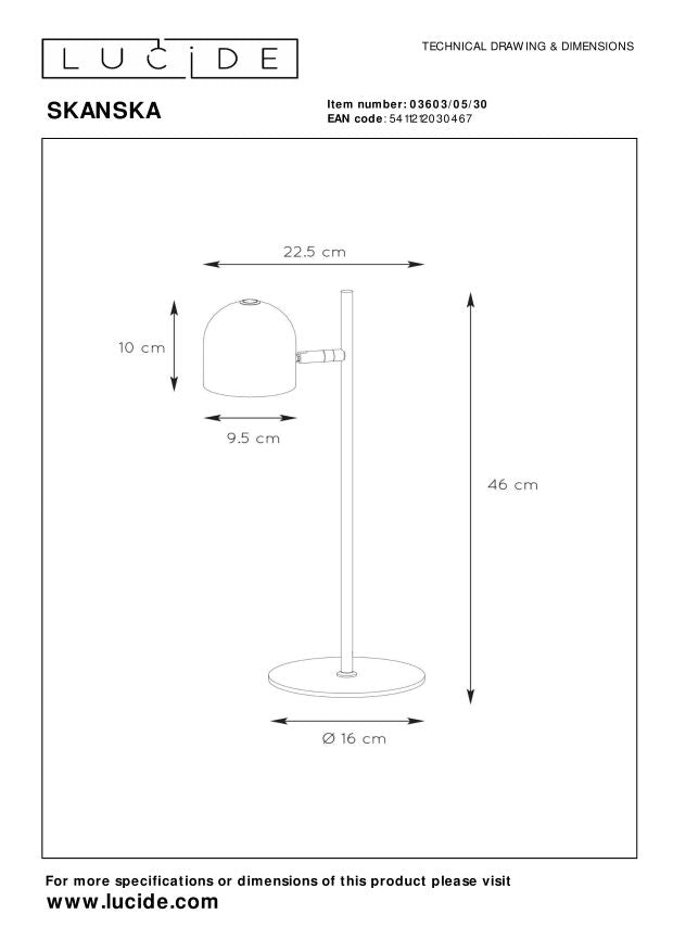 Lucide SKANSKA Bureaulamp 1xGeïntegreerde LED - Zwart