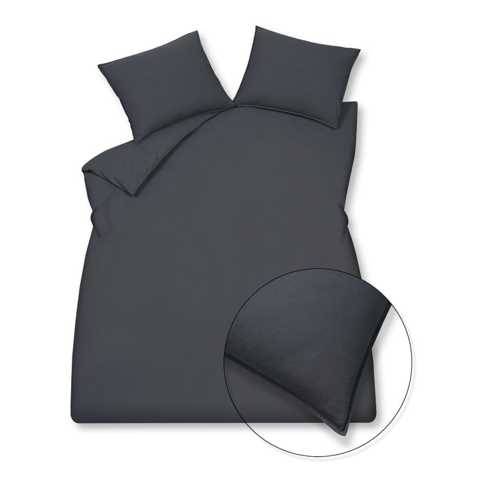 Vandyck Washed Cotton Dekbedovertrek 200 x 200/220 cm - Blue Ink