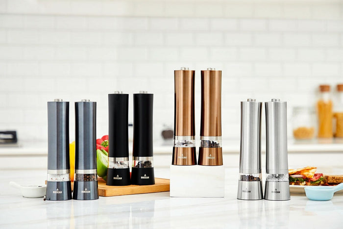 Buccan - Elektrische Peper en zoutmolen - Rosegoud - 2 stuks