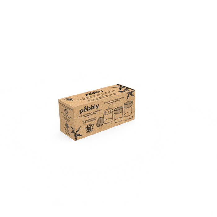 Pebbly - Kruidenpotjes, Set van 3 Stuks, Bamboe, 750 ML - Pebbly