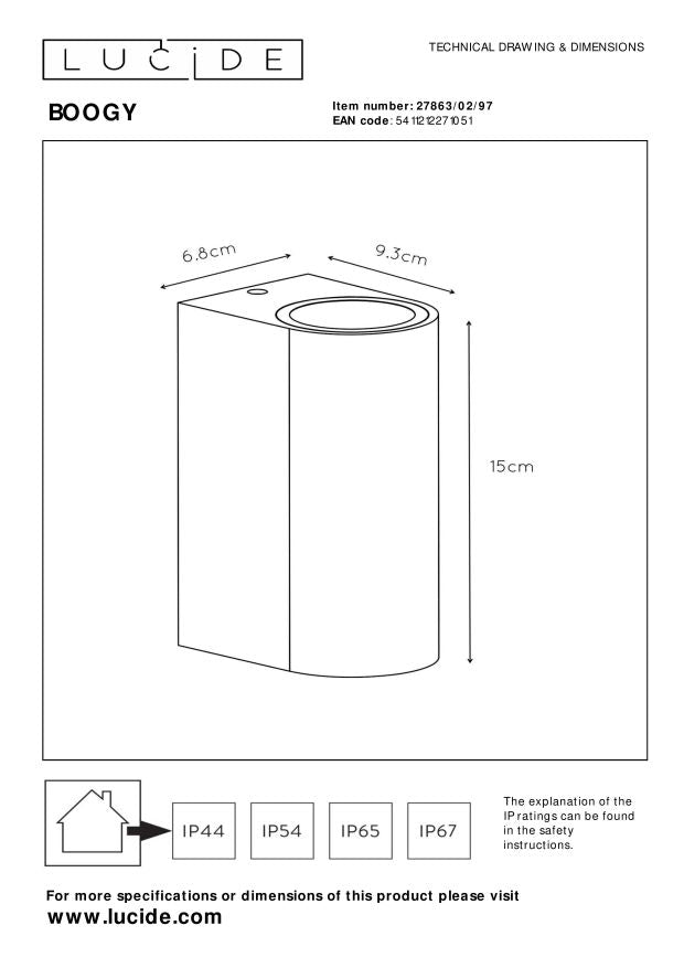 Lucide BOOGY Wandspot - Roest bruin