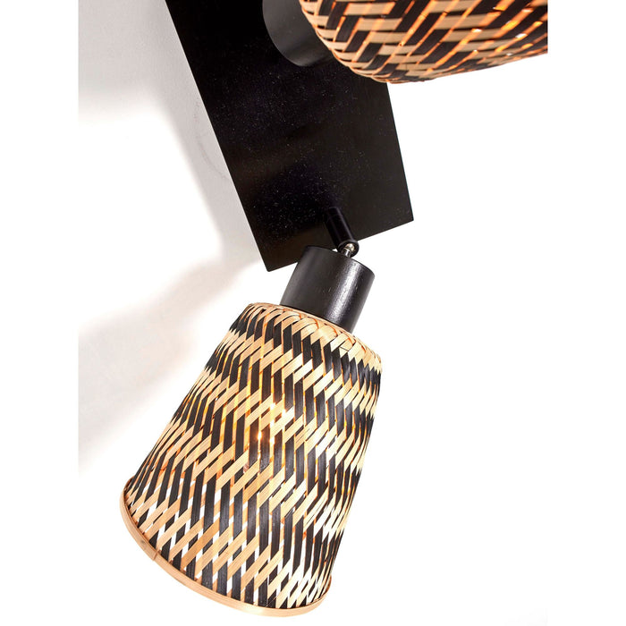 GOOD&MOJO Plafonniere Java - Bamboe Zwart|Naturel - 28x15x24cm