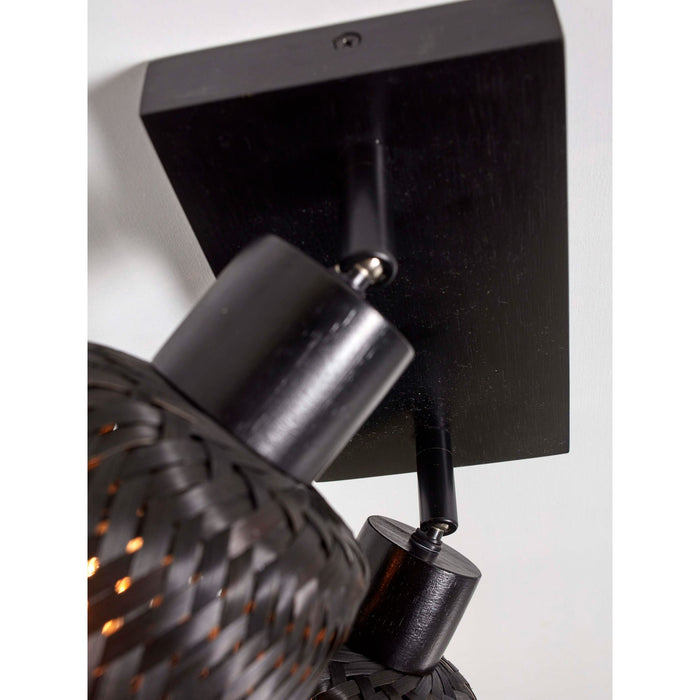 GOOD&MOJO Plafonniere Java - Bamboe Zwart - 28x15x24cm