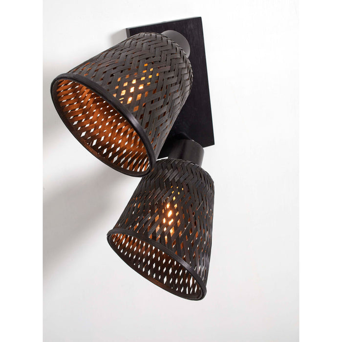 GOOD&MOJO Plafonniere Java - Bamboe Zwart - 28x15x24cm