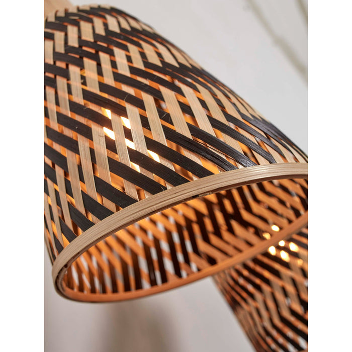 GOOD&MOJO Plafonniere Java - Bamboe Naturel|Zwart - 28x15x24cm