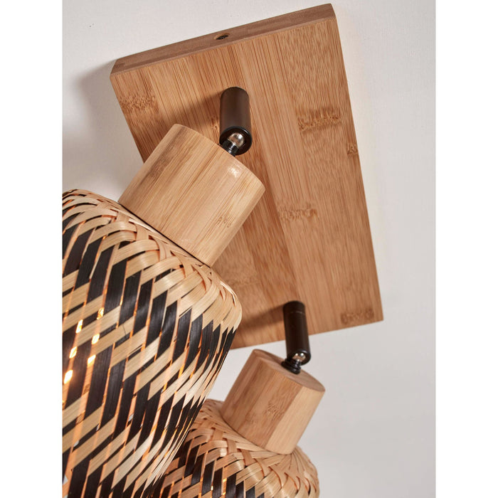 GOOD&MOJO Plafonniere Java - Bamboe Naturel|Zwart - 28x15x24cm