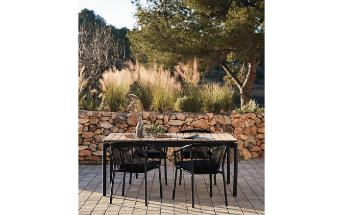 Kave Home - Xelida aluminium buitenstoel met zwart touw