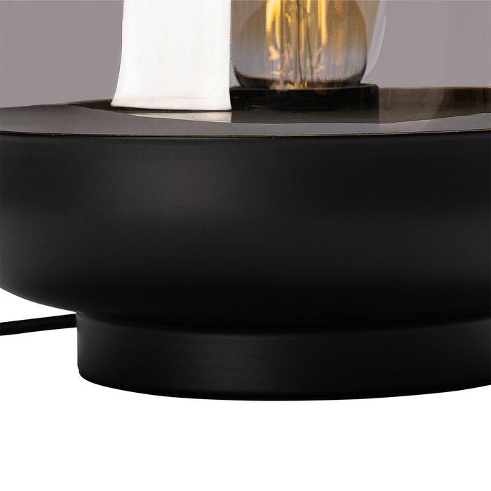 QAZQA Design tafellamp zwart met goud en smoke glas - Kyan